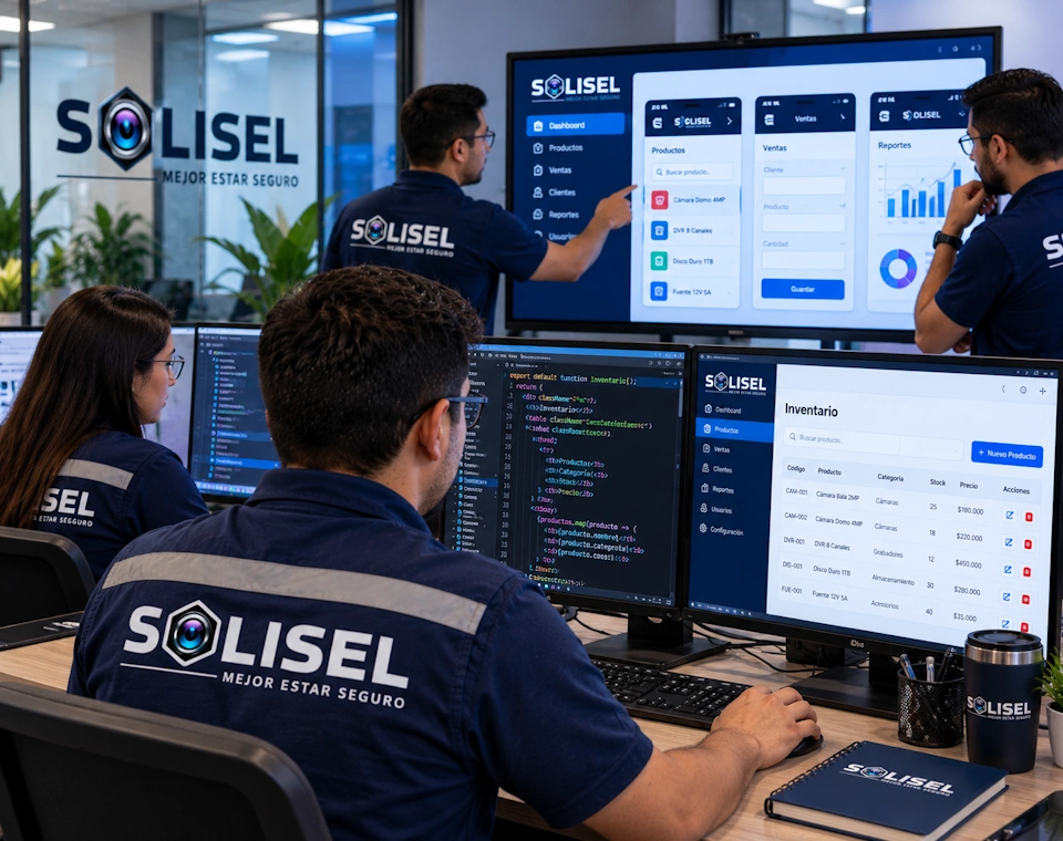 Equipo de SOLISEL trabajando en el desarrollo de un software a la medida